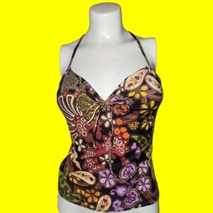 Y2K Victoria's Secret 70's Boho Paisley Tankini Top Bathing Suit Top 34B